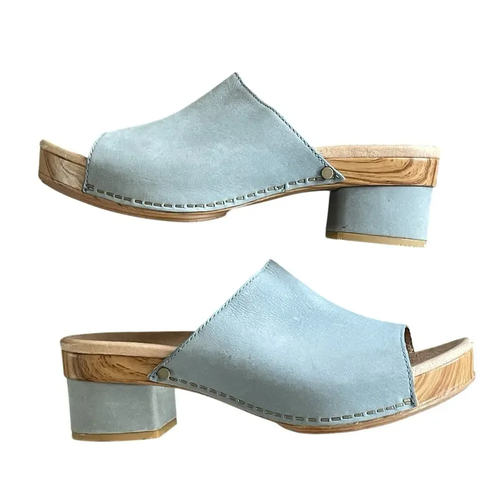 DANSKO Maci Women's Size 37/US 7 Light Blue Suede Leather Open Toe Mule Slides - Picture 8 of 9